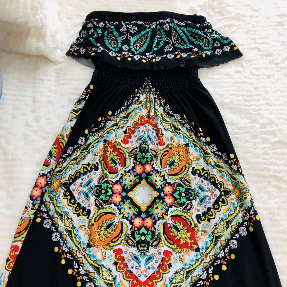 Strapless Flounce Top Maxi Dress